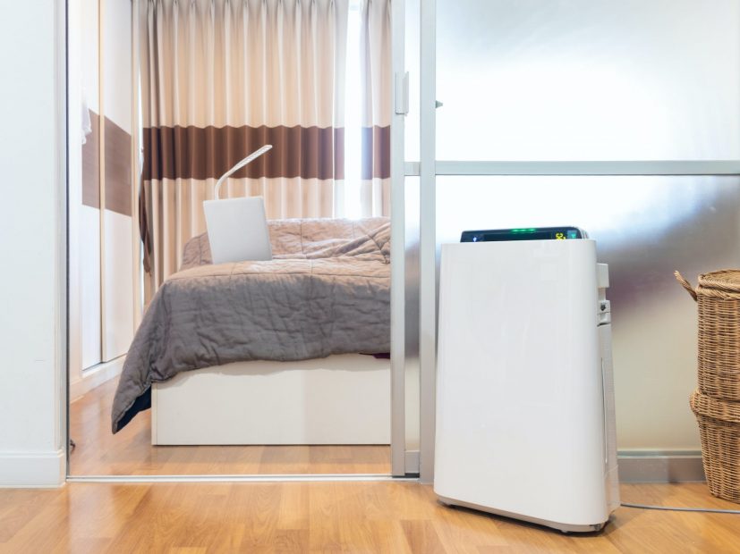 Air purifier in a bedroom