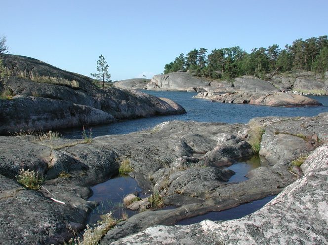 Rock pools on island in the Baltic Sea.